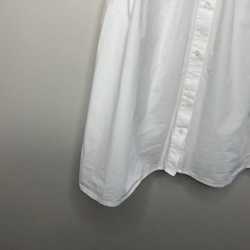 MADEWELL Shirt Dress Women XS Button Front Mini Cotton Poplin Crisp White NS126 - Picture 7 of 13